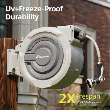 Retractable Hose Reel 1/2"x 150ft, Retractable Garden Hose - size: 1/2" 150 FT Hose & Reel