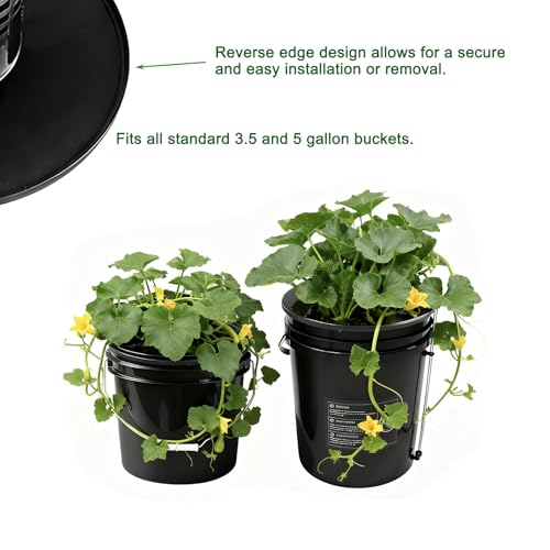 6 Inch Net Pots with Wide Lids for 3.5 and 5 Gallon Buckets 5 Pack Hydroponic Net Cups - color: Small Opening-5pcs