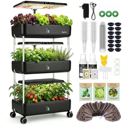 Hydroponics Growing System, 66-Pod Indoor Garden with Seeds - size: 3-Tier