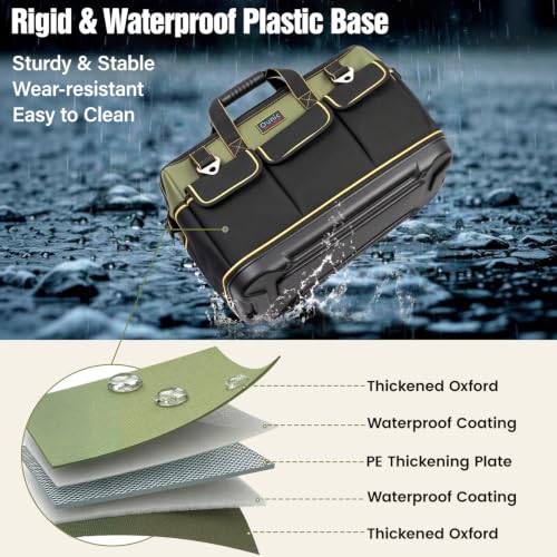 20 Inch Heavy Duty Tool Bag, 16-Pocket Tool Box Organizer, Green - color: Green, size: 20 Inch