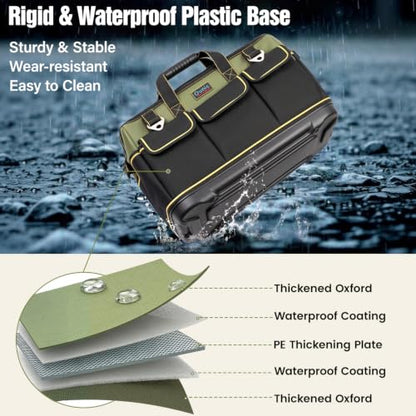 20 Inch Heavy Duty Tool Bag, 16-Pocket Tool Box Organizer, Green - color: Green, size: 20 Inch