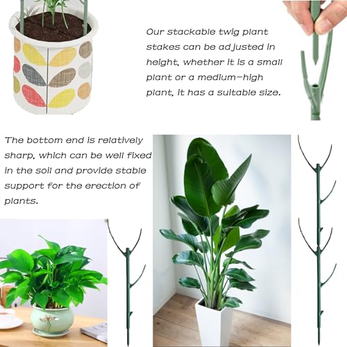 Yvpsi 12Pack Stackable Plant Support Stakes Twigs Plant Stakes for Indoor