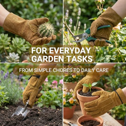 Leather Work Gardening Gloves for Men Women, Thorn-Proof Rose Pruning and Heavy-Duty Yard Work, Driving - size: Small (Pack of 1)