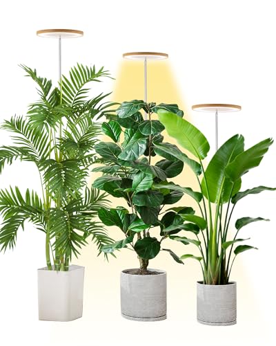 Grow Lights for Indoor Plants, yadoker Full Spectrum Plant Light - color: Bamboo, size: 3 Pack