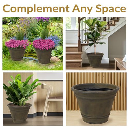 Sunnydaze Franklin 20'' Large Plastic Planter Pot for Plants, Sable - color: Sable