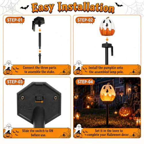 twinbling Solar Pumpkin Lights Outdoor Halloween Pumpkin Solar Lights - color: C-Orange
