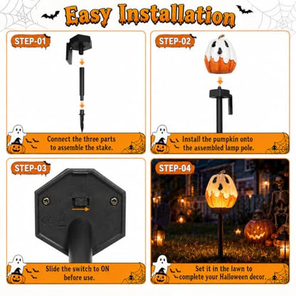 twinbling Solar Pumpkin Lights Outdoor Halloween Pumpkin Solar Lights - color: C-Orange