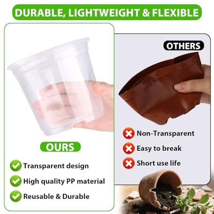 Clear Nursery Pots 36 Pack, 3.5/4/5 Inch with Drainage Holes - style: 36PCS