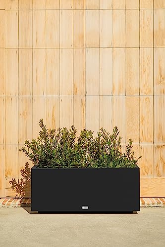 Veradek Block Series Long Box Planter - Rectangular Outdoor Planter - color: Black, size: Large