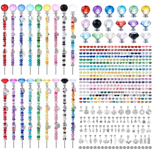 513Pcs DIY Beaded Garden Stakes, Fairy Wand Kit with 18 Threaded Rod - color: colorful