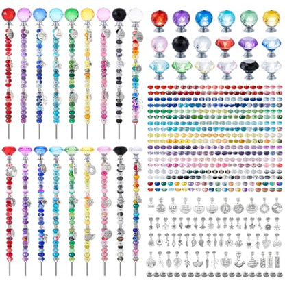 513Pcs DIY Beaded Garden Stakes, Fairy Wand Kit with 18 Threaded Rod - color: colorful