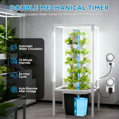 JESLED 6 Tiers Hydroponics Growing System Kits with 4 LED Grow Lights - size: 6tiers