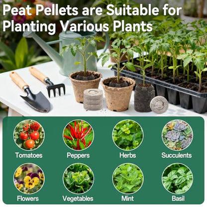 Halatool 55 Pcs 30mm Peat Pellets for Seedlings, Seed Starter Soil - size: 55 Pcs 30mm