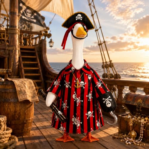 Halloween Porch Goose Outfit, Pirate Costume for 23-Inch Lawn Statue - color: Pirate