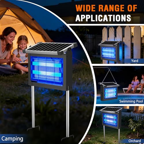 ZECHUAN Solar Bug Zapper Outdoor, Rechargeable Mosquito Zapper - color: Gray