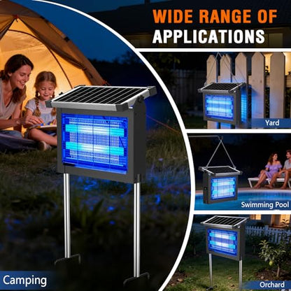 ZECHUAN Solar Bug Zapper Outdoor, Rechargeable Mosquito Zapper - color: Gray