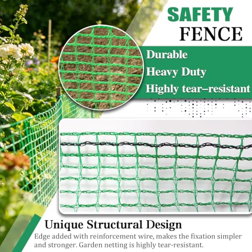 Garden Fence 4 x 30 FT,0.4" Mesh Plastic Fencing,50PCS Zip Ties - size: 4ftx30ft