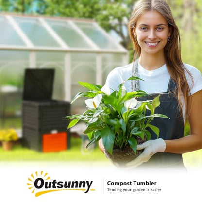 Outsunny Garden Compost Bin, 80 Gallon Large Capacity Composter, Orange - color: Orange