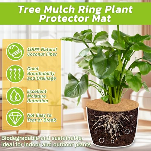 Legigo 6 Pack Coconut Fiber Mulch Ring Tree Plant Protector Mat, 18 Inch - color: 6 Pack, size: 18 Inch