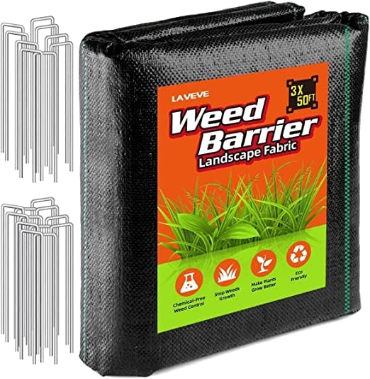 LAVEVE Heavy Duty Weed Barrier Landscape Fabric 3FT x 50FT - size: 3×50FT