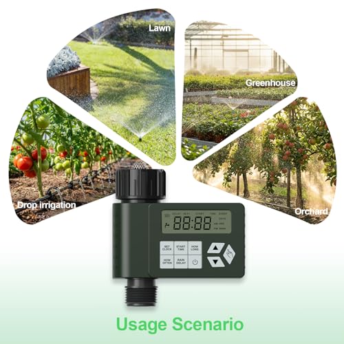 Hose Faucet Water Timer for Outdoor Garden, Ortis Programmable Sprinkler Timer with Rain Delay/Manual/Automatic Mode, IP67 Leak-Proof Design for Lawn Yard, 1 Outlet