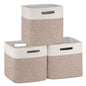 OIAHOMY Storage Cubes 11 Inch Storage Bin 3-Pack Square Basket White&Brown - color: White & Brown