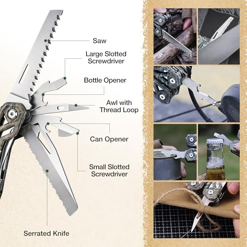 MOSSY OAK 21-in-1 Multitool, Stainless Steel Pliers with Pocket Knife - color: 22-in-1, Camo