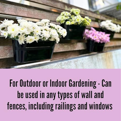 LaLaGreen Rail Planter (9.8 in, 5 Pack) Black Metal Balcony Porch Pots - size: 9.8" (25 cm) x 5 Pack