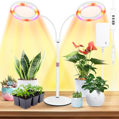 Grow Lights for Indoor Plants Full Spectrum, 2-Head LED Plant Light, White - size: White-23inch