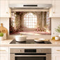 Kitchen Wallpaper 17.3x28 in Rose Garden Arched Window for Backsplash - color: Colorful1281