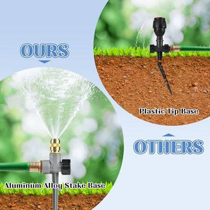 2 Pack Metal Lawn Sprinklers for Yard, 360° Coverage Rotating Sprinkler