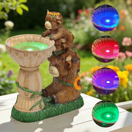 Sheaifun Solar Garden Statues Highland Cow Outdoor Resin Decor - style: Three Highland Cows