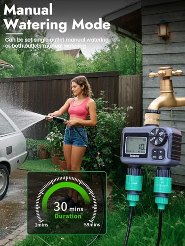 Insoma 2-Zone Water Timer for Garden Hose, Brass Inlet Sprinkler Timer - size: 2 Zone-Brass Inlet