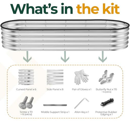 Utopia Home Galvanized Raised Garden Bed 6x2x1 Ft, Pack of 1 Silver - color: Silver, size: 6 Ft