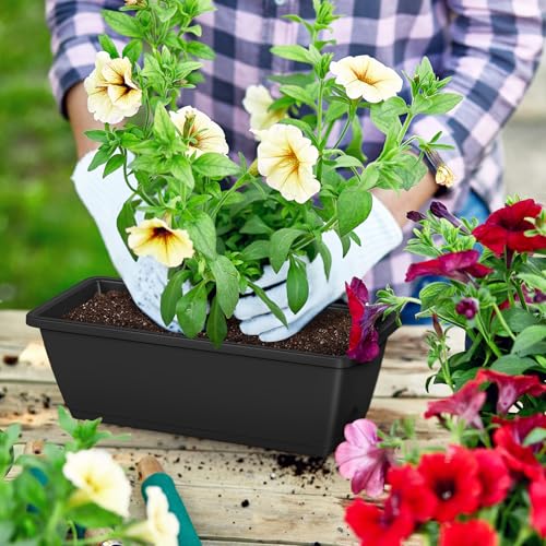 CADUKE Railing Planter Boxes 2 Pack 17 Inch Window Boxes Black - color: Black