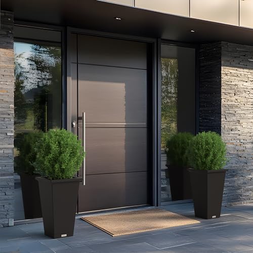 Mayne Renew 24in Modern Tall Square Planter, Black, 2-Pack