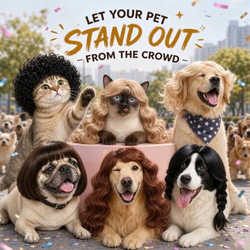 6 Pack Funny Cat and Dog Wig - color: Colorful-3