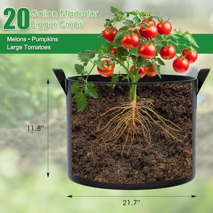 FEED GARDEN 20 Gallon Plant Grow Bags 4 Pack 300G Fabric Pots with Handles - size: 20 Gallon