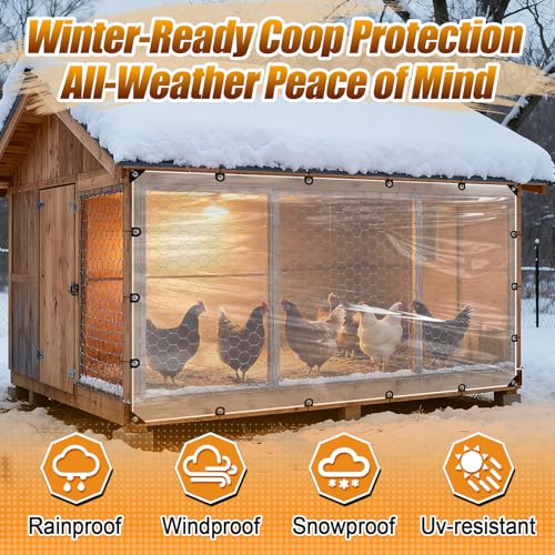 6x8ft Anti-Tear Clear Tarp Waterproof, 5 mil, Windproof & Snowproof - size: 6 x 8 ft