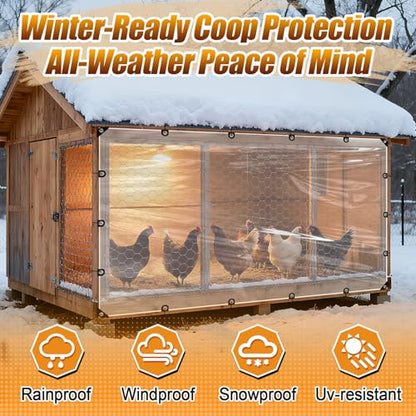 6x8ft Anti-Tear Clear Tarp Waterproof, 5 mil, Windproof & Snowproof - size: 6 x 8 ft