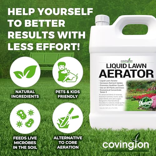 Covington Liquid Lawn Aerator (1 Gallon) – Soil Conditioner & Softener for Lawns & Gardens – Loosens Clay & Compacted Soil for Better Water & Nutrient Absorption – Liquid Aeration Concentrate - size: 1 Gallon