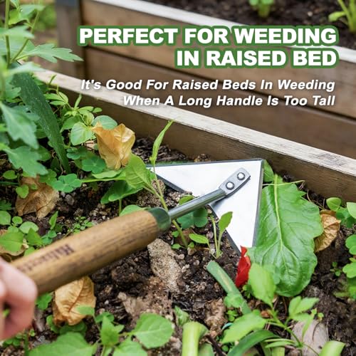 Haliaeetus Triangle Head Hoe, 15'' Scuffle Hoe for Weeding in Raised Bed - size: 15'' Triangle Head Hoe