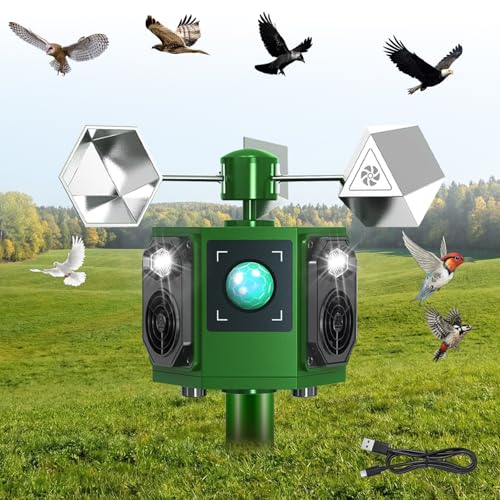 2026 Solar Ultrasonic Bird Repellent Outdoor,Waterproof Reflective Pigeon Bird Scare Device with Flashing Lights,Goose Bird Deterrents for Outside,Woodpecker Deterrent for House Garden Farm