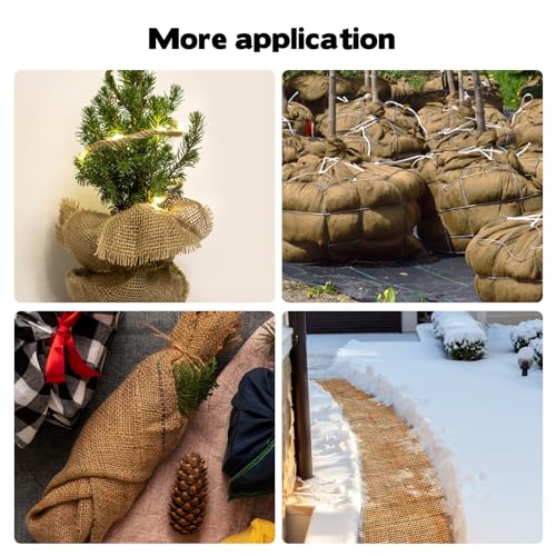 YEXEXINM 2 Pack Burlap Plant Covers Freeze Protection,15ftx40in Burlap Fabric Bags,Natural Burlap Plant Blankets,Plant Covers Freeze Protection for Winter Outdoor Bushes Trees Potted Plants