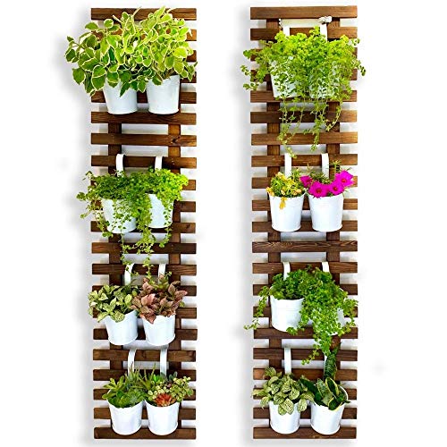 ShopLaLa Wooden Wall Planter (120cm, 2 Pack) Wooden Hanging Flower Plants - size: 120cm (47.2") x 2
