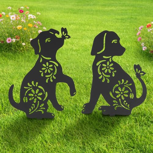 Dog Metal Decorative Garden Stakes, Rust Proof Dog Metal Black Silhouette Decor Garden Stakes for Yard Patio Lawn Decorations, Dogs Outdoor Decor Gifts for Women/Men - size: Dog