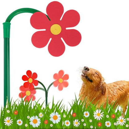 Crazy Daisy Sprinkler Funny Rotating Flower Sprinkler for Dogs - color: Red