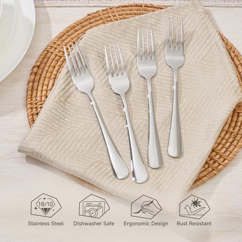 HIKAA 12-Piece Dinner Forks Set, 8-Inch 18/10 Stainless Steel Forks, Mirror Polished Dishwasher Safe Silverware Forks for Home, Restaurant, Party - size: 12-Piece, style: DINNER FORKS