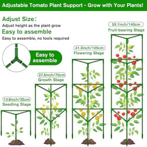 6 Pack Tomato Cages for Garden, Tomato Cage Trellis, Garden Cage Heavy Duty - color: 6 Pack