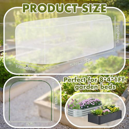 Woanger 2 Pack Garden Netting for Raised Beds with Hoops, for 8x4x1 ft - size: for 8x4x2 ft